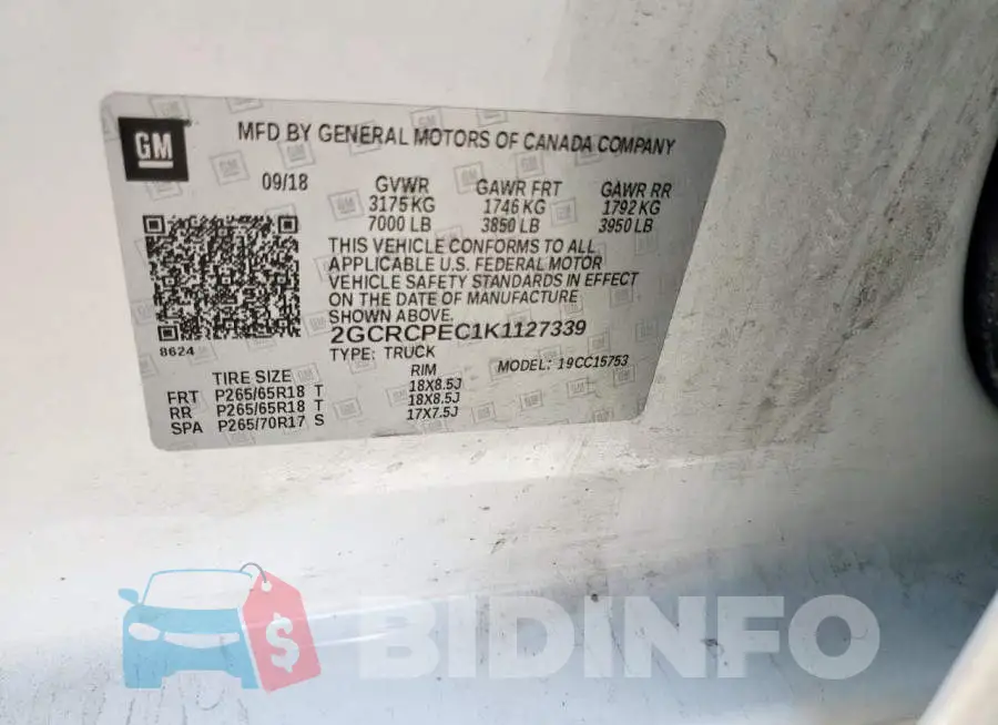 2GCRCPEC1K1127339 Photo# 12