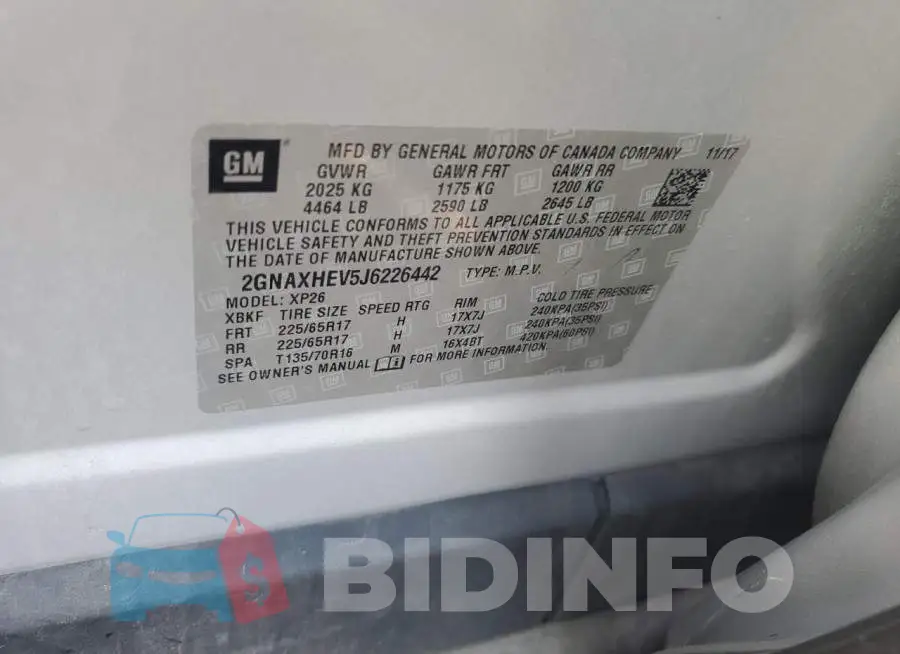 2GNAXHEV5J6226442 Photo# 13