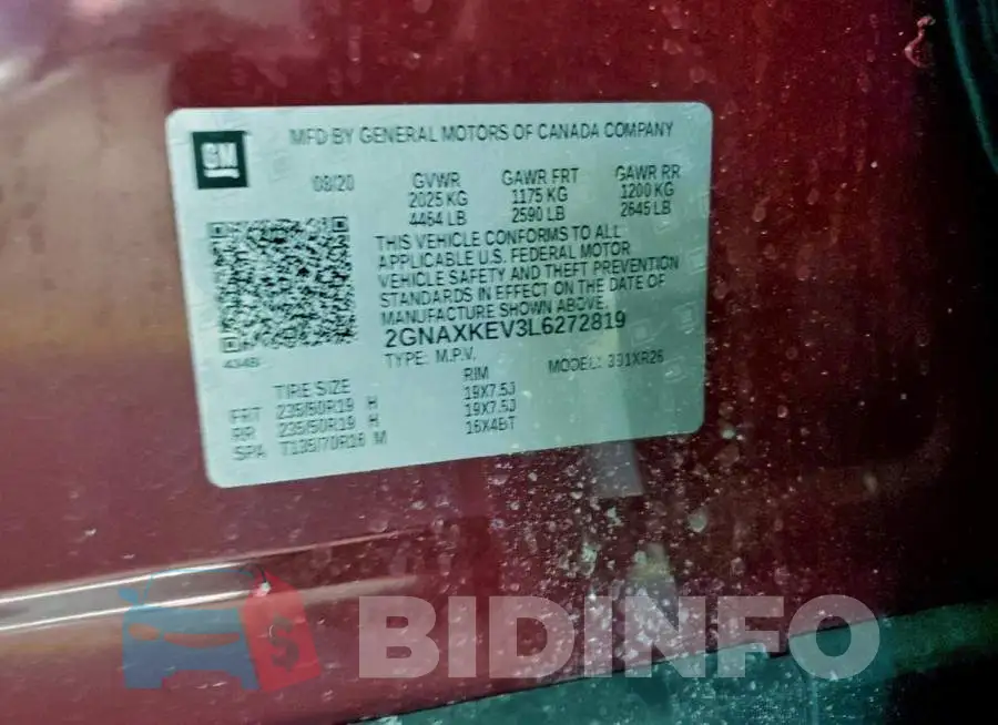 2GNAXKEV3L6272819 Photo# 13