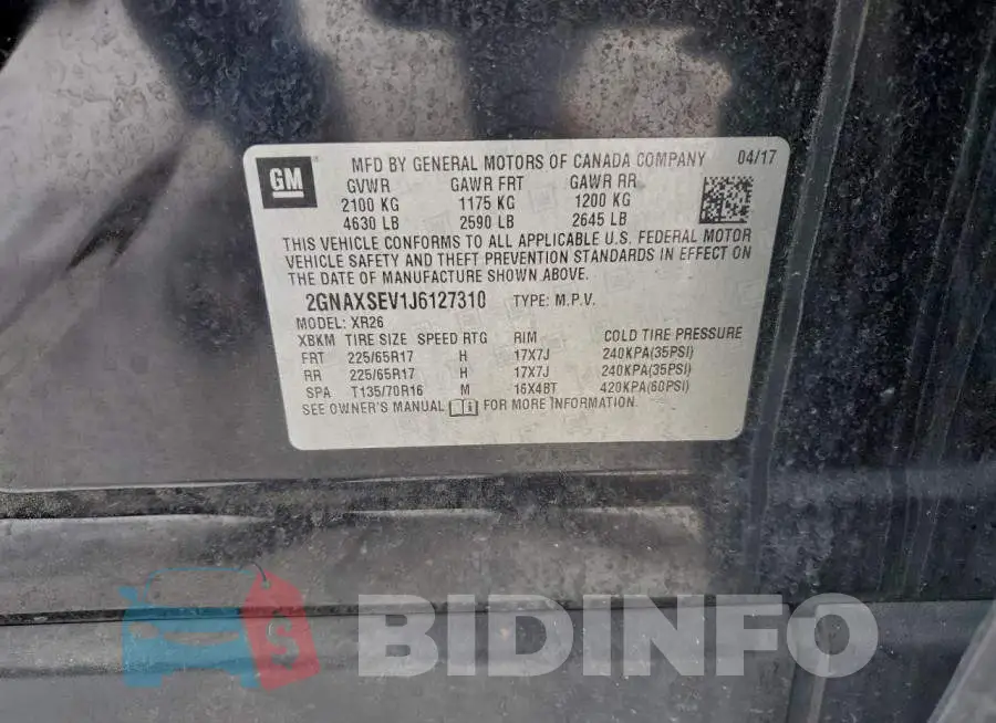 2GNAXSEV1J6127310 Photo# 13