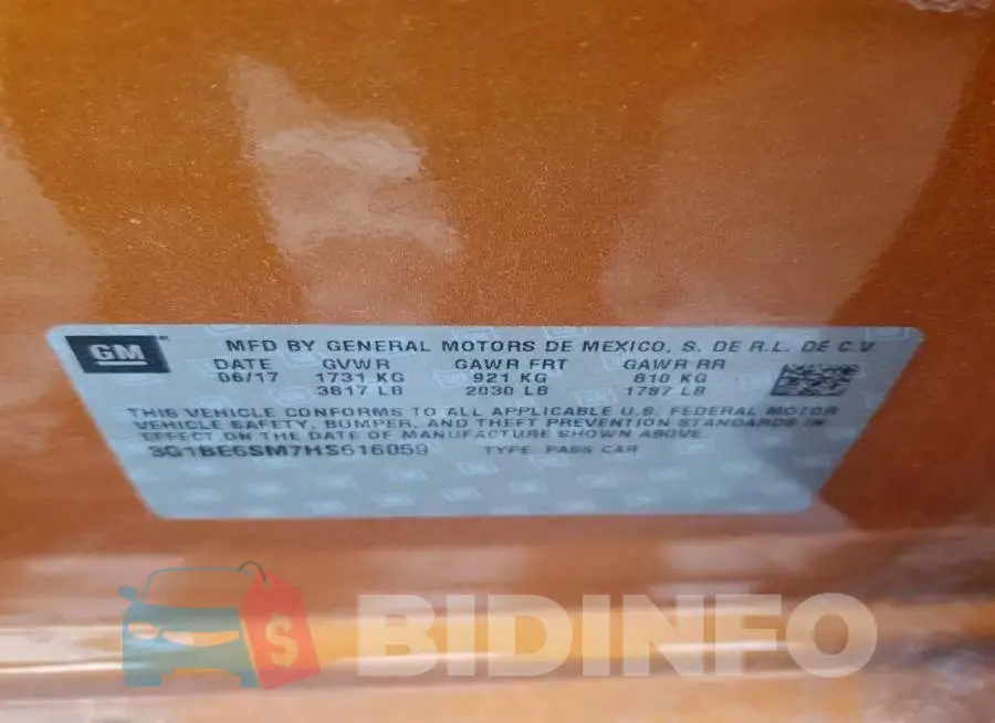 3G1BE6SM7HS616059 Photo# 12