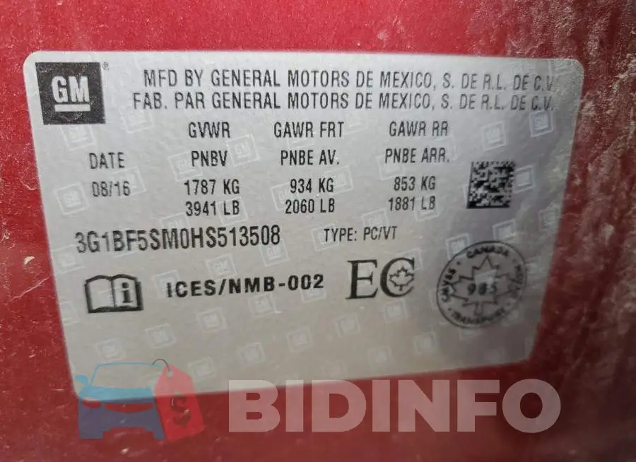 3G1BF5SM0HS513508 Photo# 12