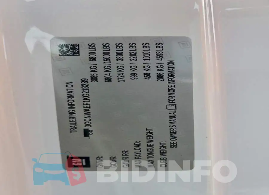 3GCNWAEF1KG218289 Photo# 12