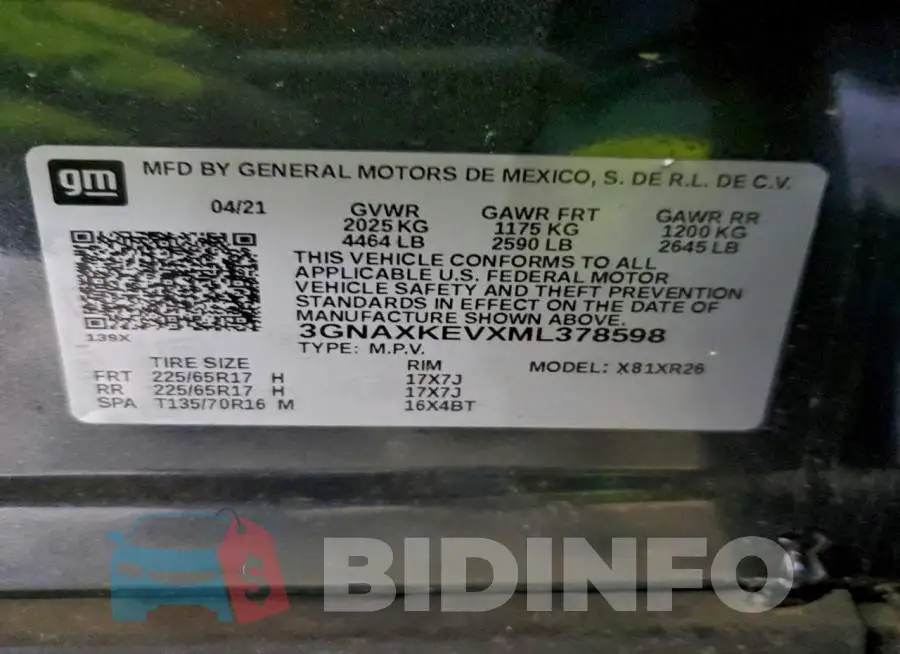 3GNAXKEVXML378598 Photo# 14