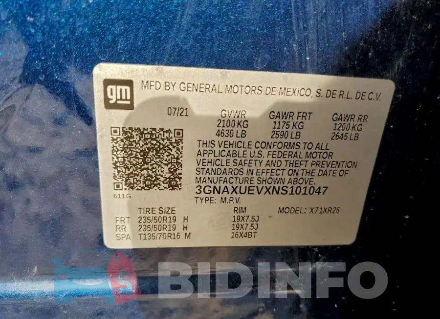 3GNAXUEVXNS101047 Photo# 13