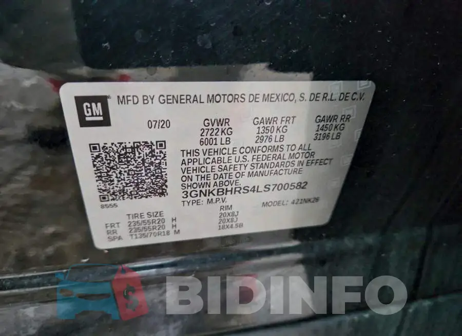 3GNKBHRS4LS700582 Photo# 13