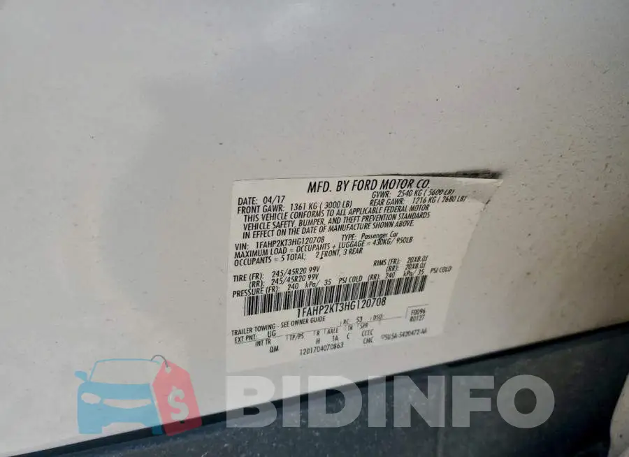 1FAHP2KT3HG120708 Photo# 12