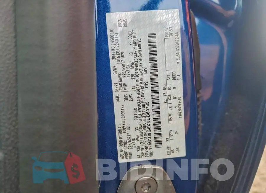 1FMCU9G6XNUB60785 Photo# 13