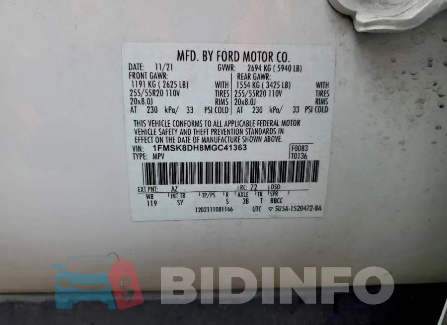1FMSK8DH8MGC41363 Photo# 13
