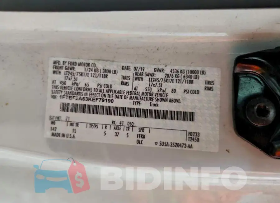 1FTBF2A63KEF79190 Photo# 12