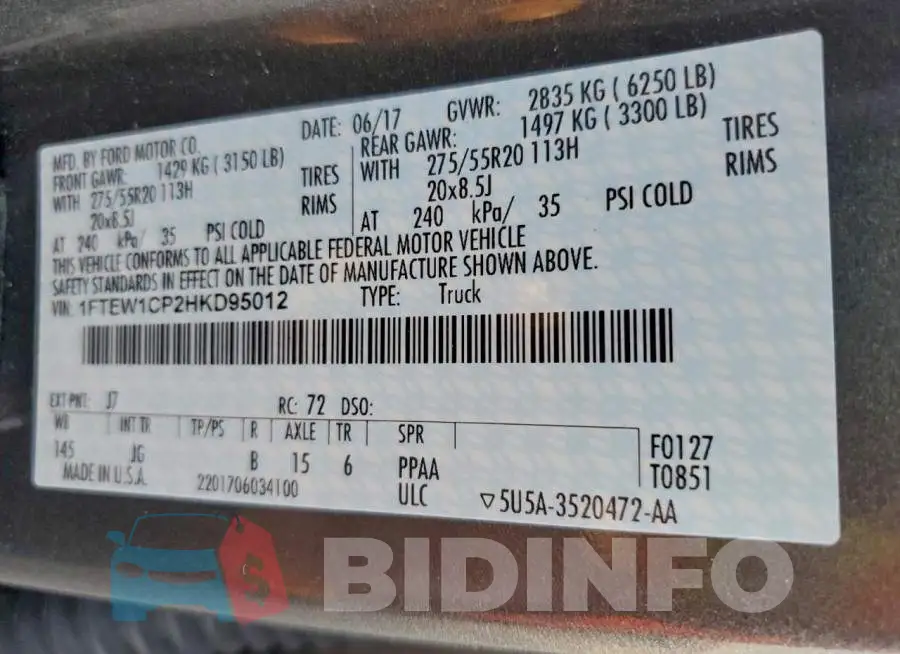 1FTEW1CP2HKD95012 Photo# 12
