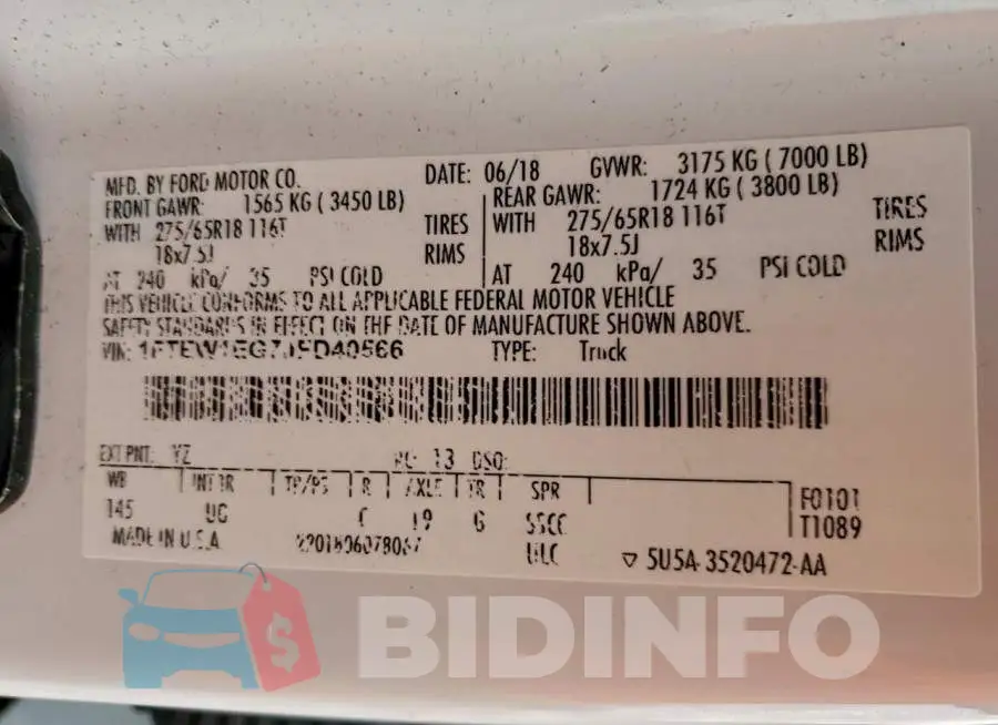 1FTEW1EG7JFD40566 Photo# 12