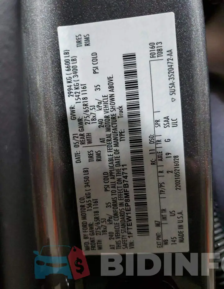 1FTEW1EP8MFB74711 Photo# 12