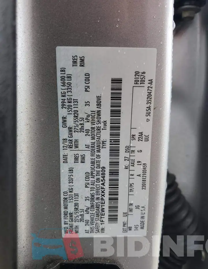 1FTEW1EPXKFA54809 Photo# 13
