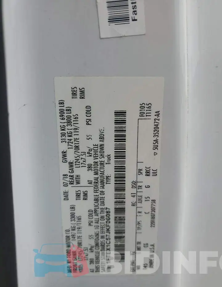 1FTEX1C57JKF06087 Photo# 12