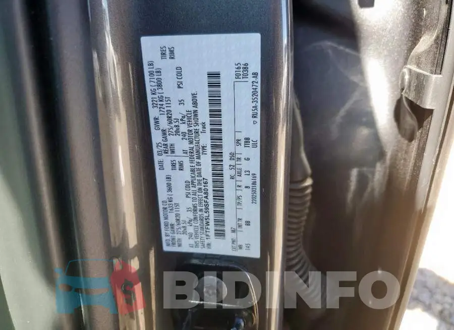 1FTFW5L59SFA80167 Photo# 13