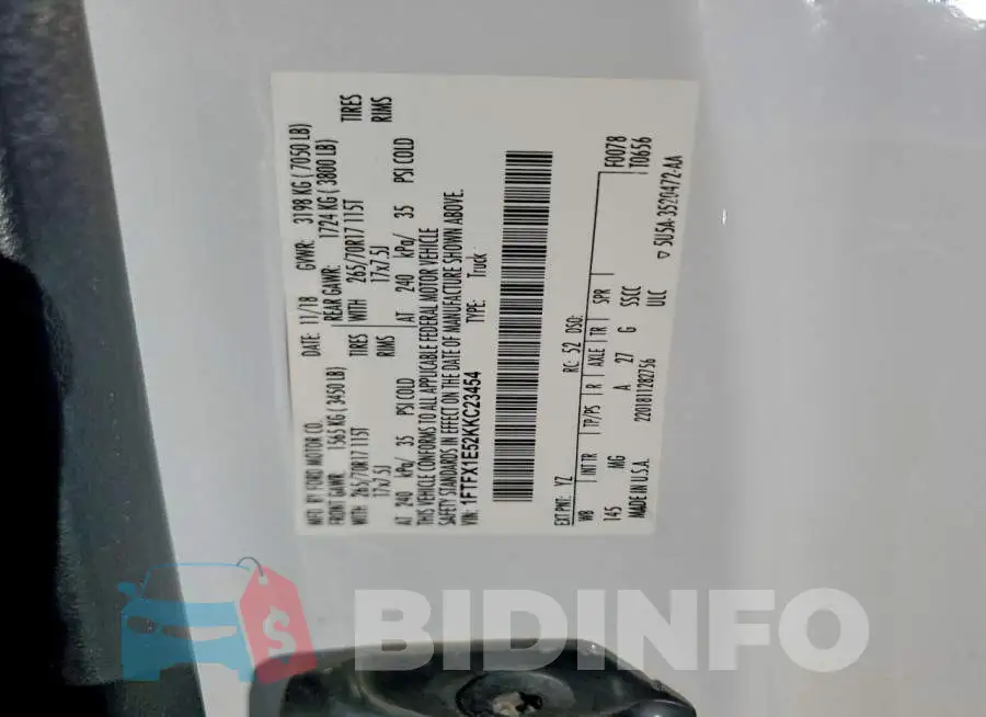 1FTFX1E52KKC23454 Photo# 12