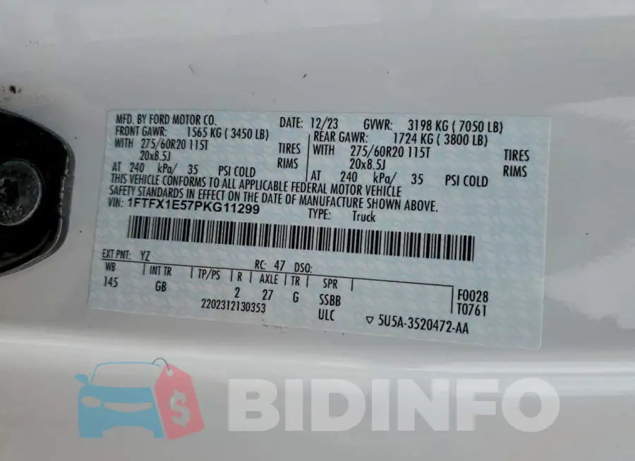 1FTFX1E57PKG11299 Photo# 12