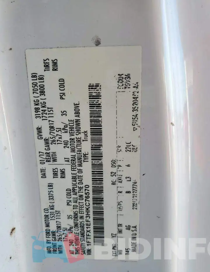 1FTFX1EF3HKC76570 Photo# 13