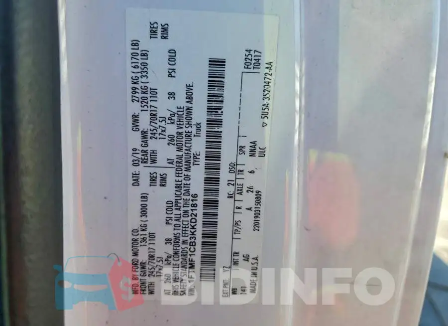 1FTMF1CB3KKD21816 Photo# 12