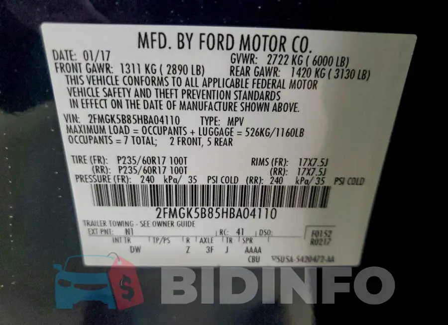 2FMGK5B85HBA04110 Photo# 13