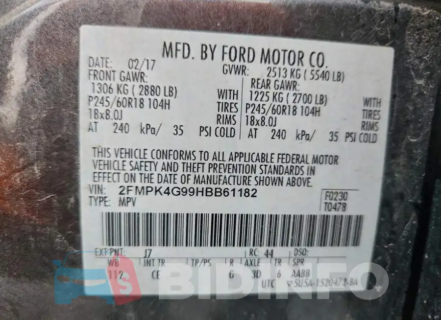 2FMPK4G99HBB61182 Photo# 14