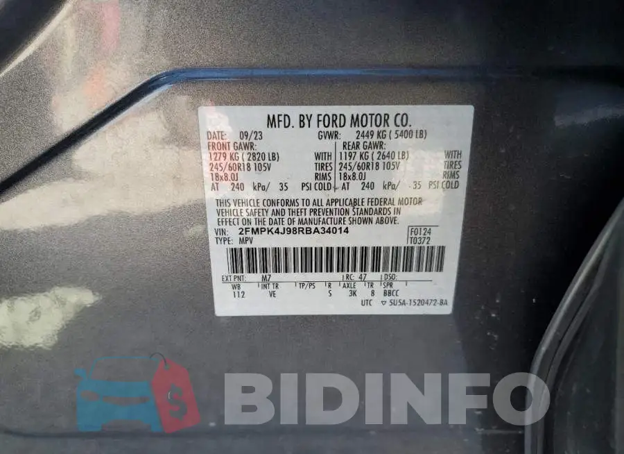 2FMPK4J98RBA34014 Photo# 13