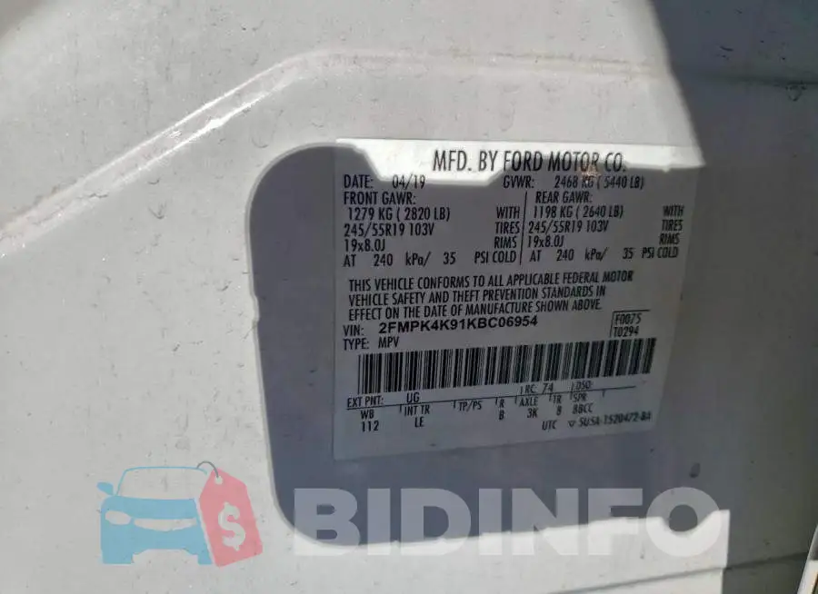 2FMPK4K91KBC06954 Photo# 14