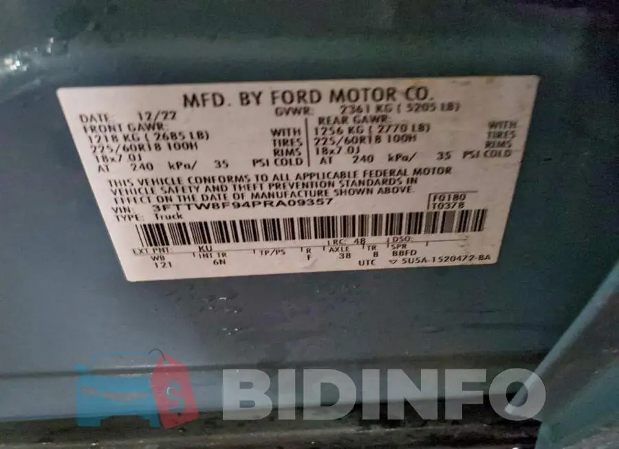 3FTTW8F94PRA09357 Photo# 13