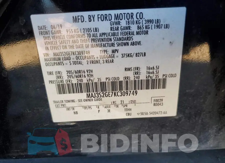 MAJ3S2GE7KC309749 Photo# 14