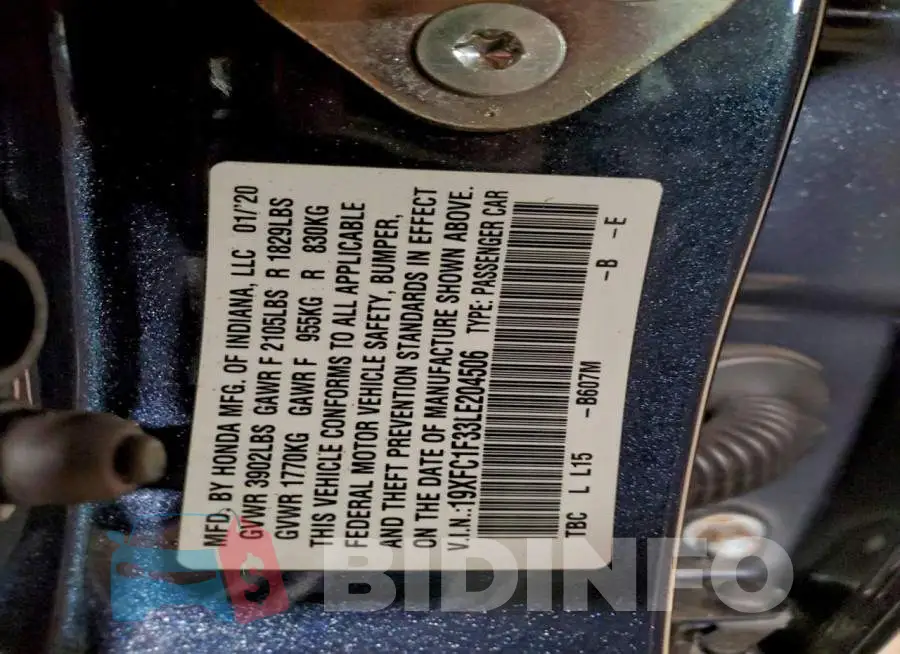 19XFC1F33LE204506 Photo# 13