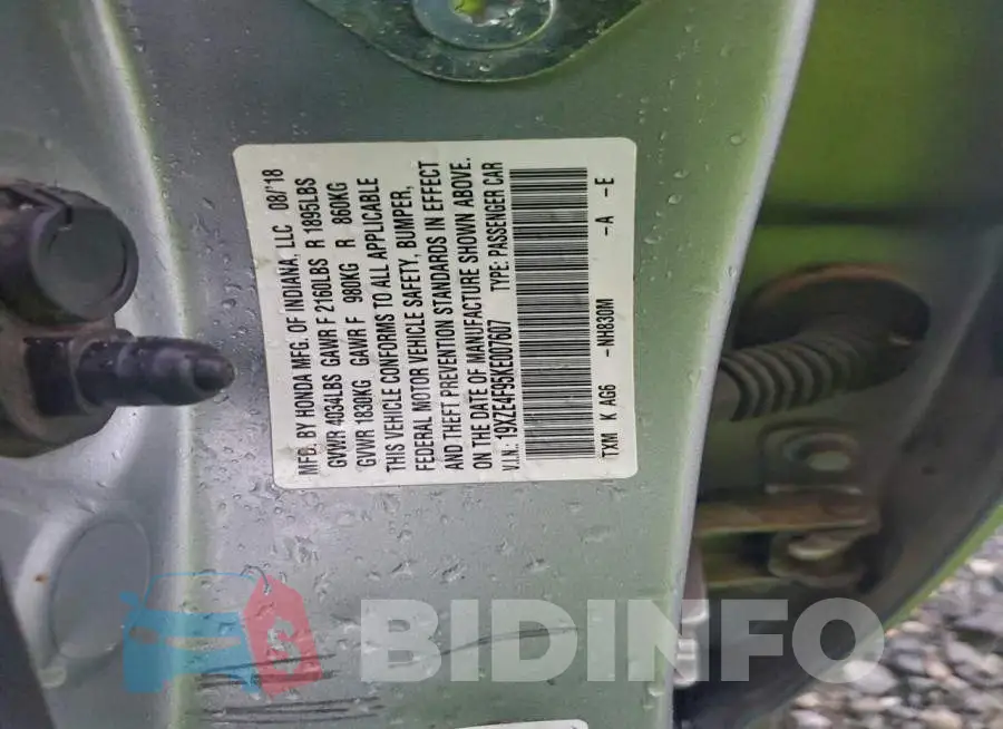 19XZE4F95KE007607 Photo# 12