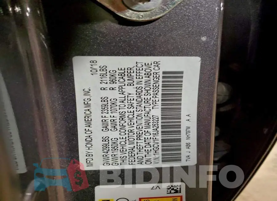 1HGCV1F16JA253227 Photo# 12