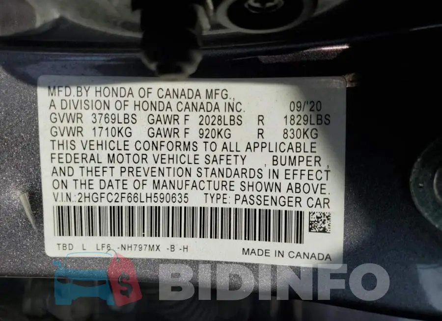 2HGFC2F66LH590635 Photo# 12