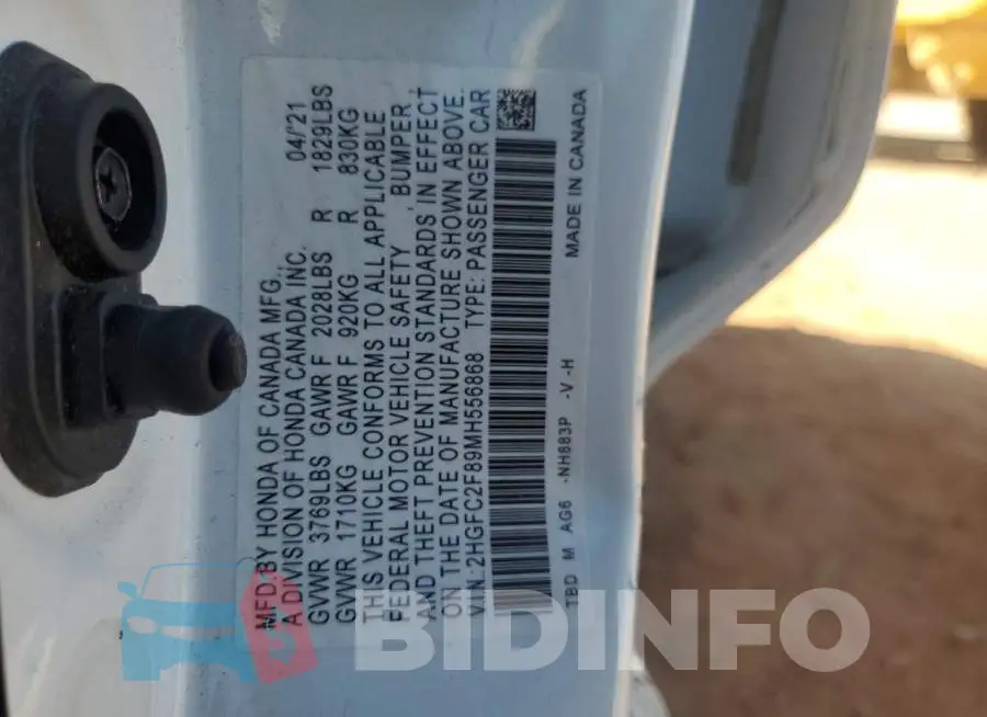 2HGFC2F89MH556868 Photo# 12