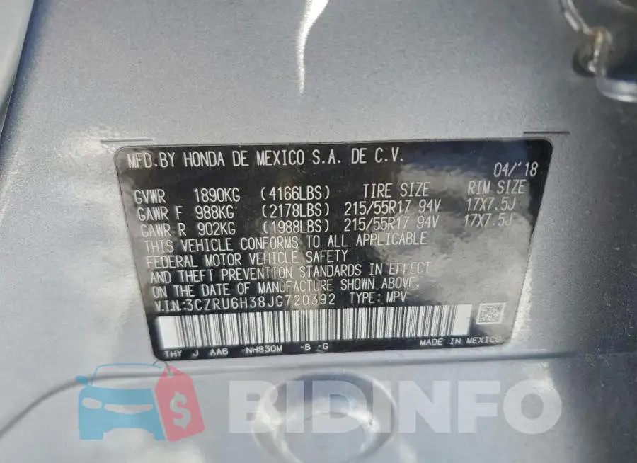 3CZRU6H38JG720392 Photo# 13
