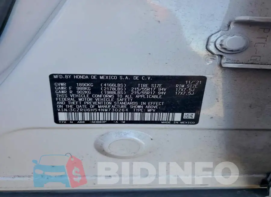3CZRU6H54NM730264 Photo# 13