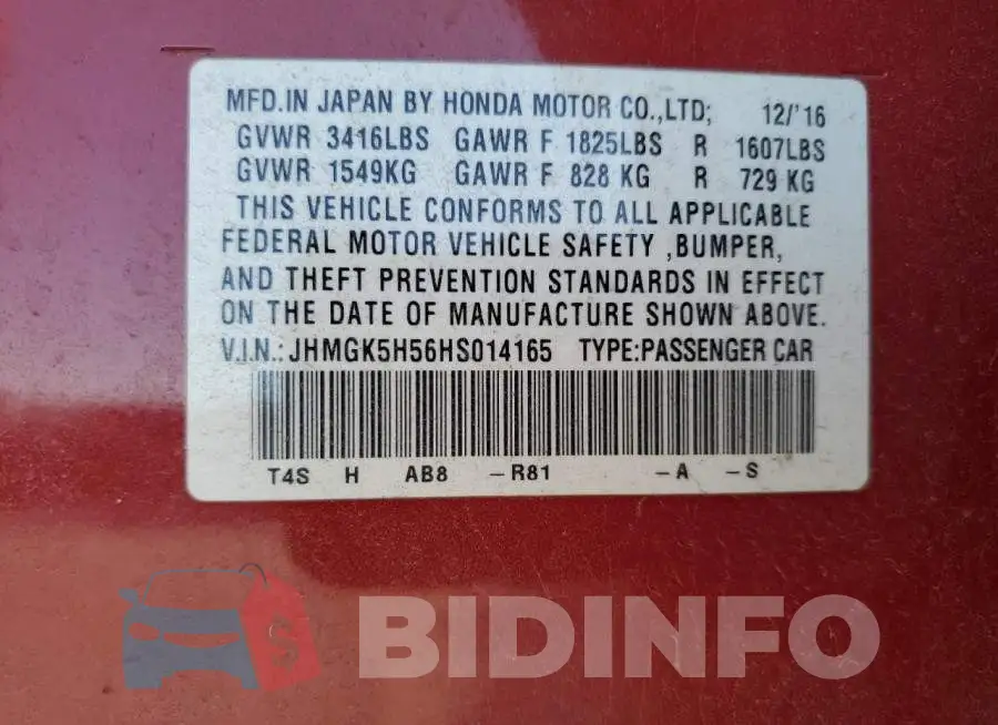 JHMGK5H56HS014165 Photo# 12