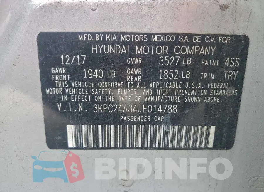 3KPC24A34JE014788 Photo# 13