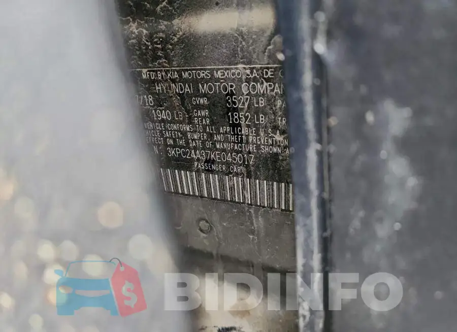 3KPC24A37KE045017 Photo# 12