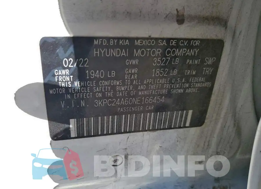 3KPC24A60NE166454 Photo# 12