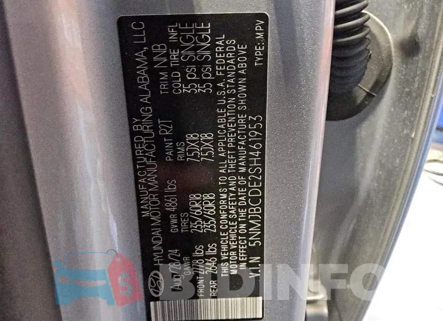 5NMJBCDE2SH461953 Photo# 13