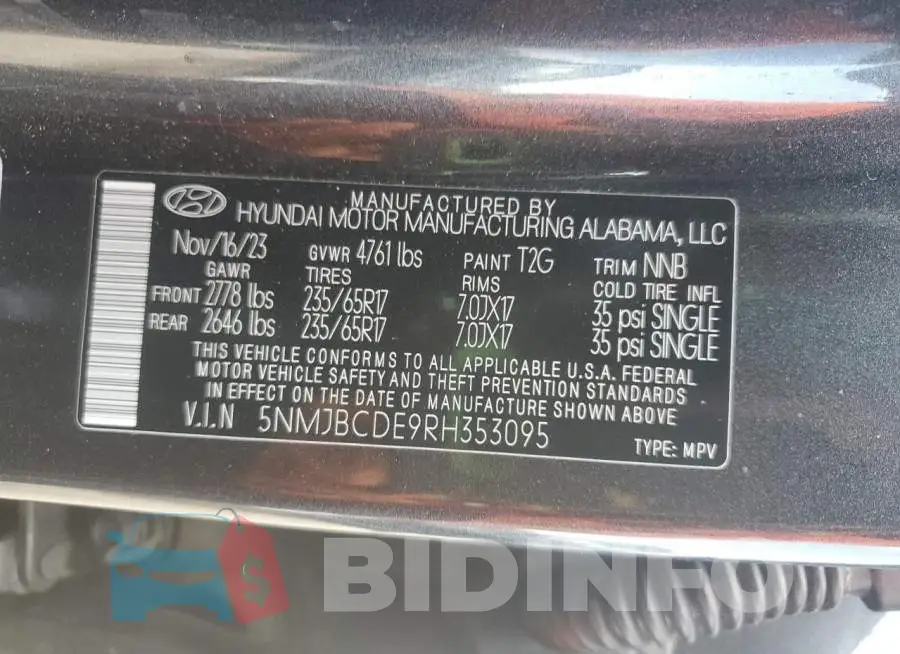 5NMJBCDE9RH353095 Photo# 14