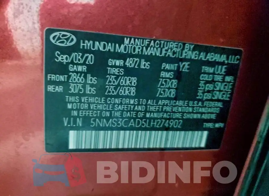 5NMS3CAD5LH274902 Photo# 13