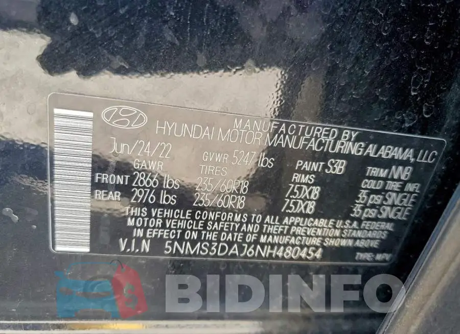 5NMS3DAJ6NH480454 Photo# 14