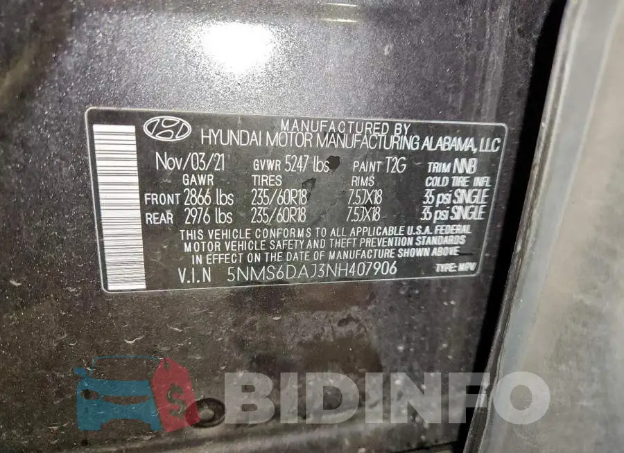 5NMS6DAJ3NH407906 Photo# 13