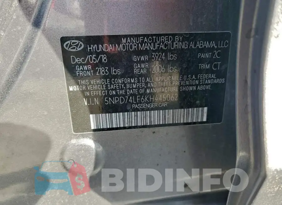 5NPD74LF6KH445062 Photo# 12