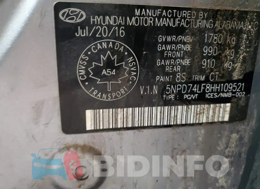 5NPD74LF8HH109521 Photo# 13