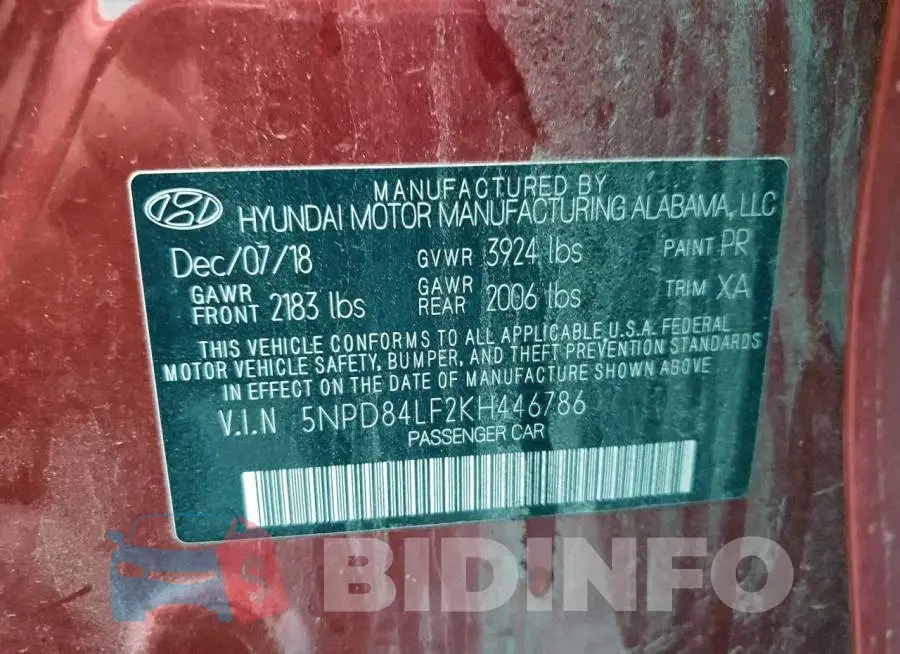 5NPD84LF2KH446786 Photo# 13