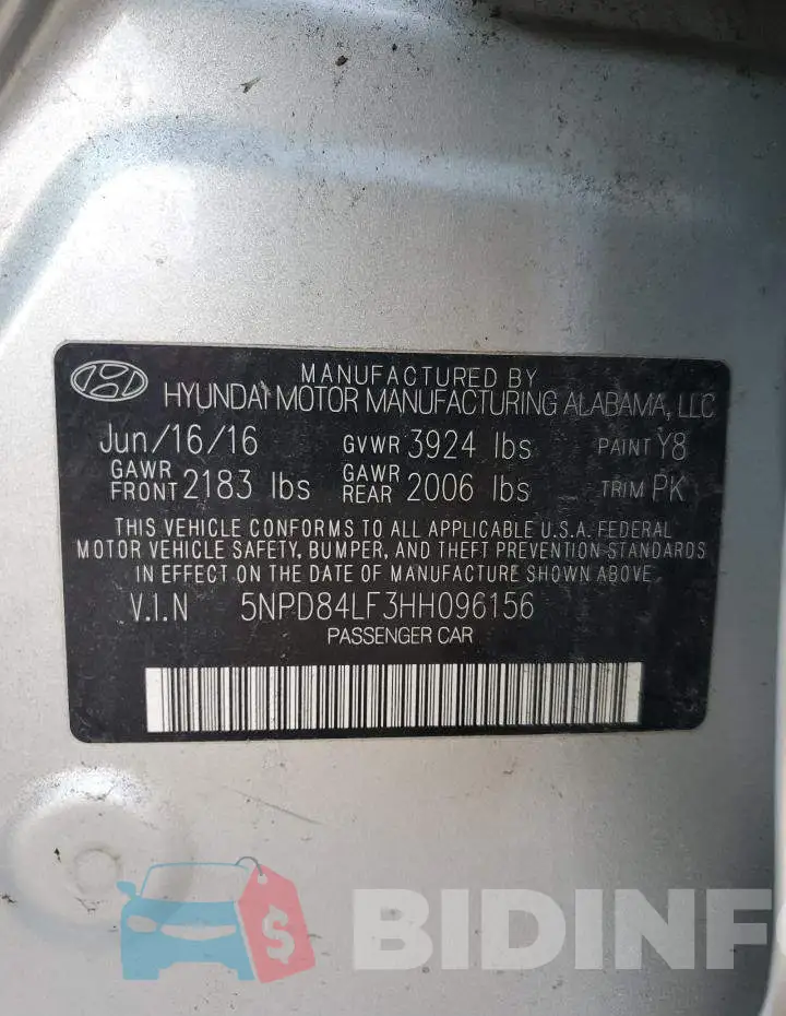 5NPD84LF3HH096156 Photo# 12
